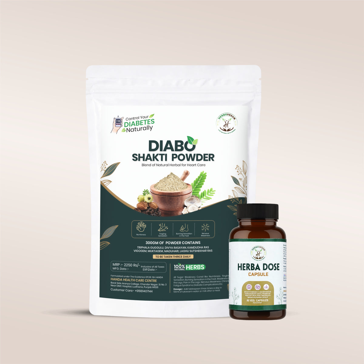 Herba Dose Capsules & Diabo Shakti Powder Wellness Combo
