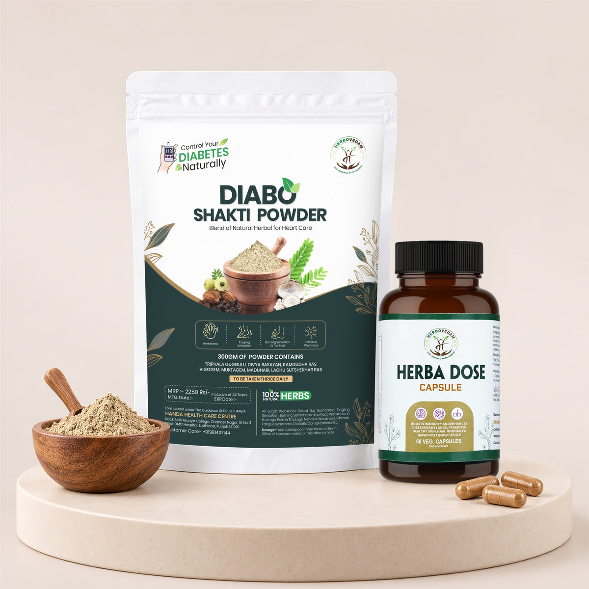 Herba Dose Capsules & Diabo Shakti Powder Wellness Combo
