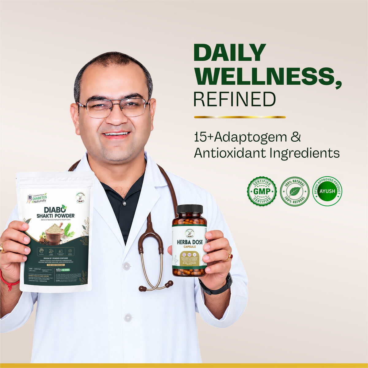 Herba Dose Capsules & Diabo Shakti Powder Wellness Combo