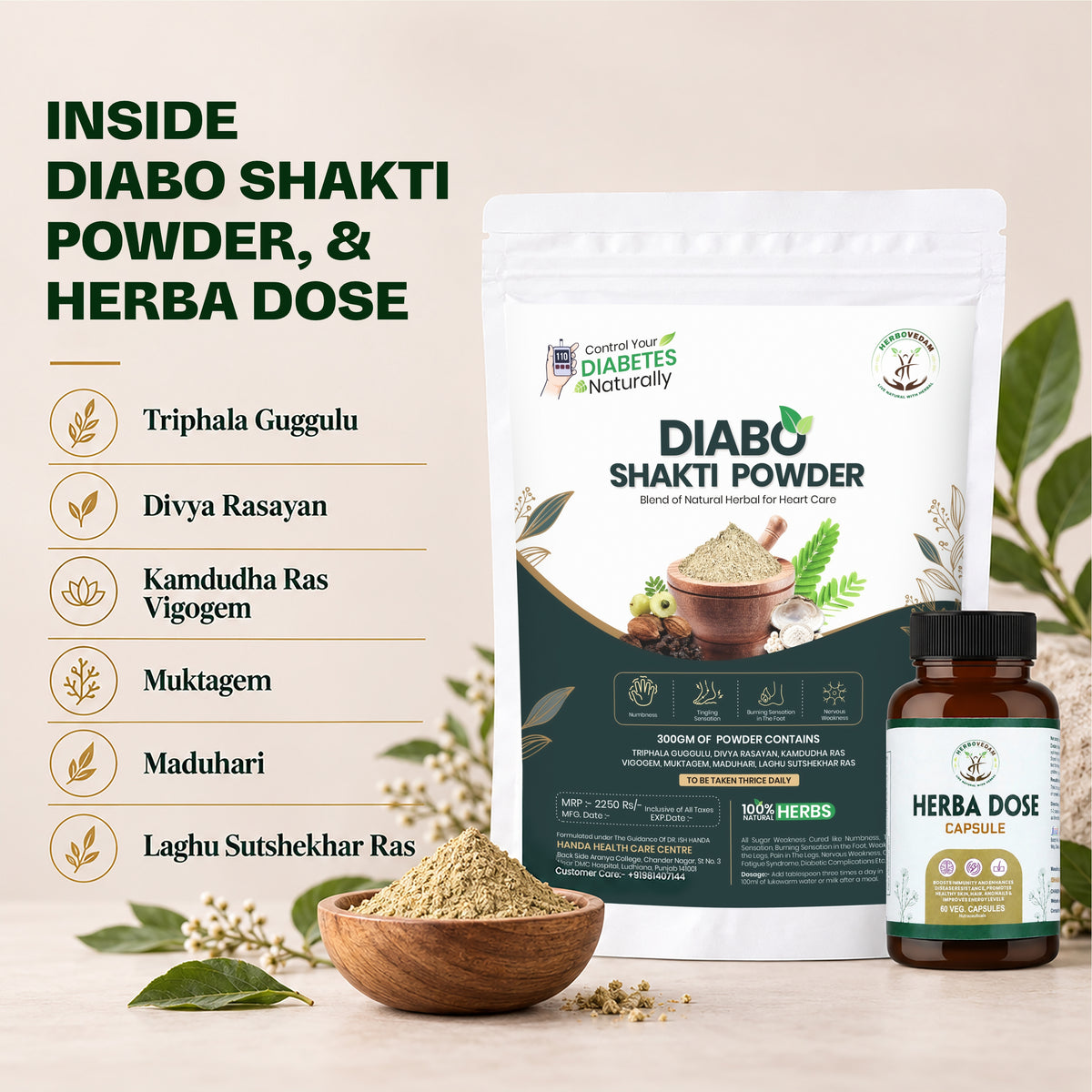 Herba Dose Capsules & Diabo Shakti Powder Wellness Combo