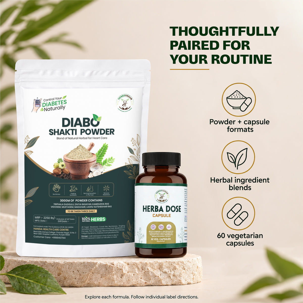 Herba Dose Capsules & Diabo Shakti Powder Wellness Combo